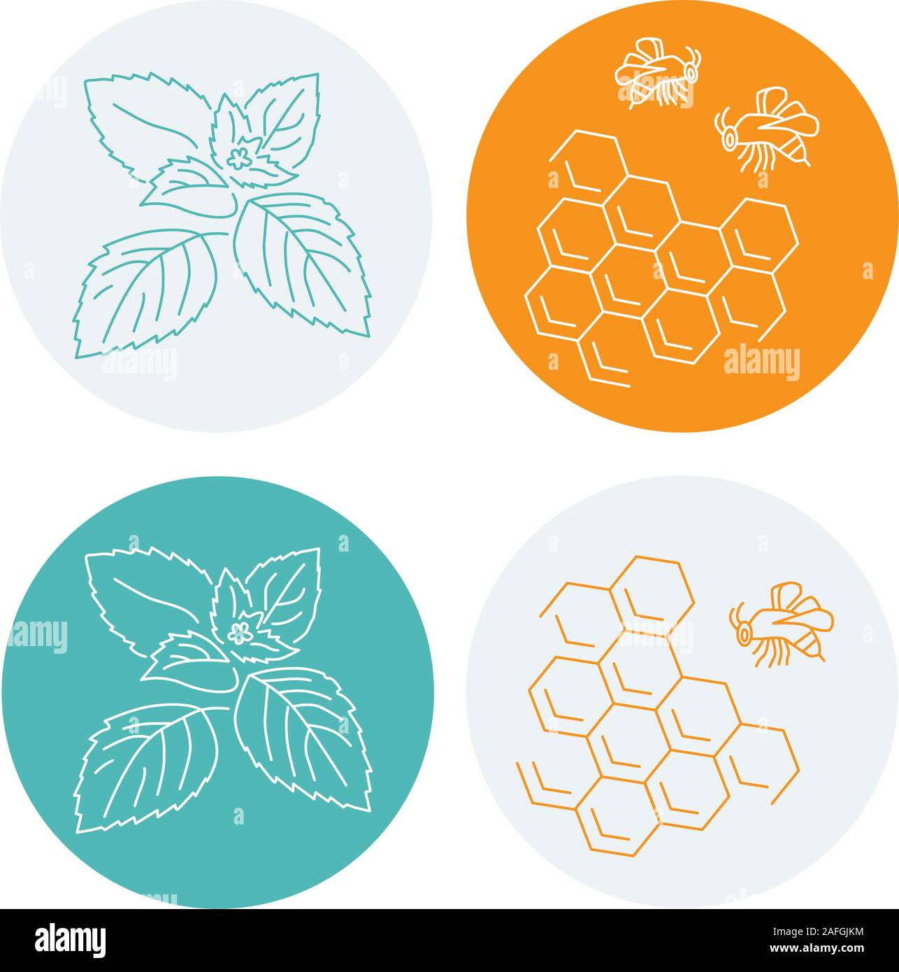 Stock vector illustration, logo de menthe, de miel, d'abeilles et les abeilles Illustration de Vecteur