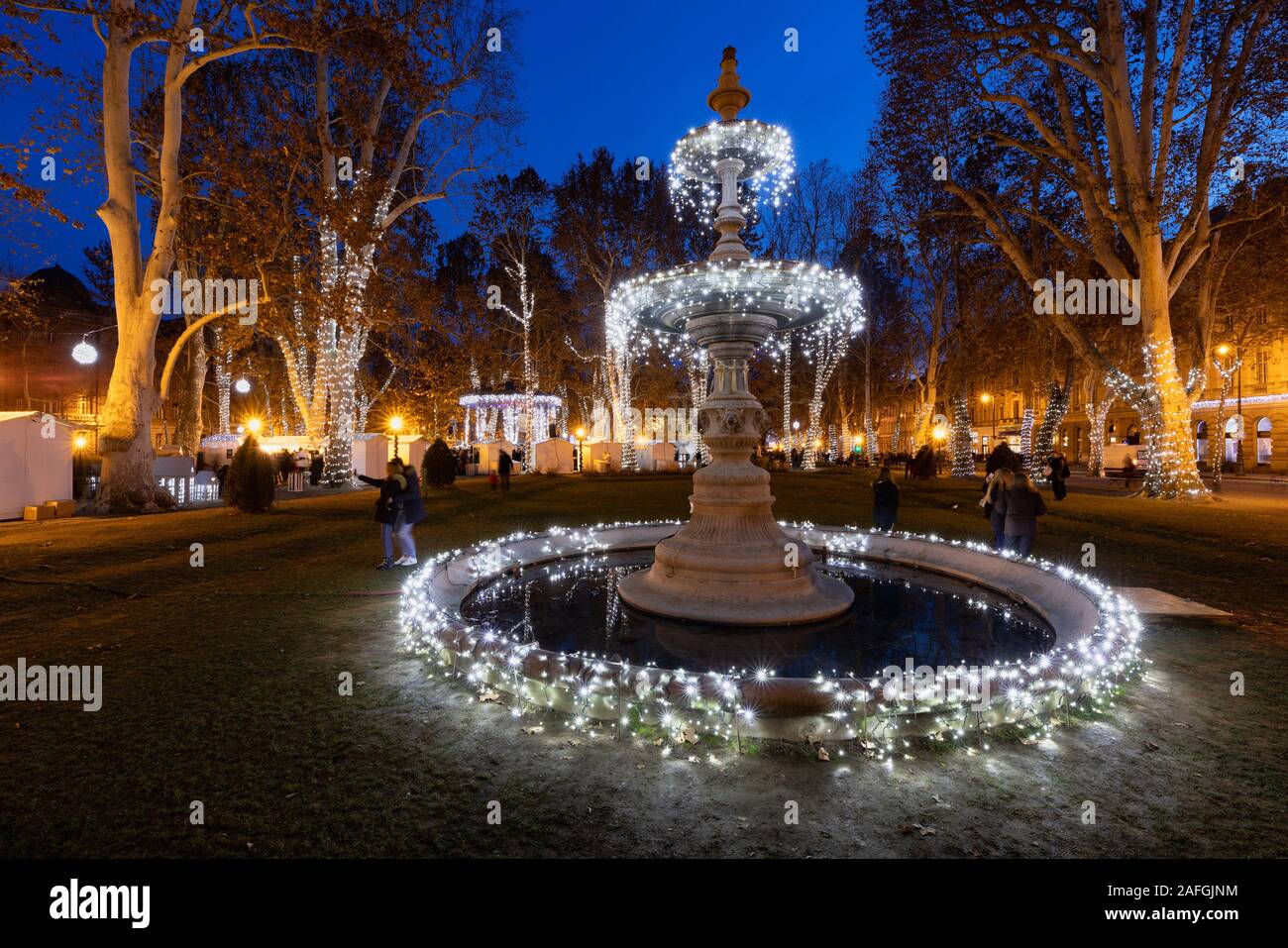 La décoration de l'Avent sur la promenade Zrinjevac à Zagreb, Croatie Banque D'Images