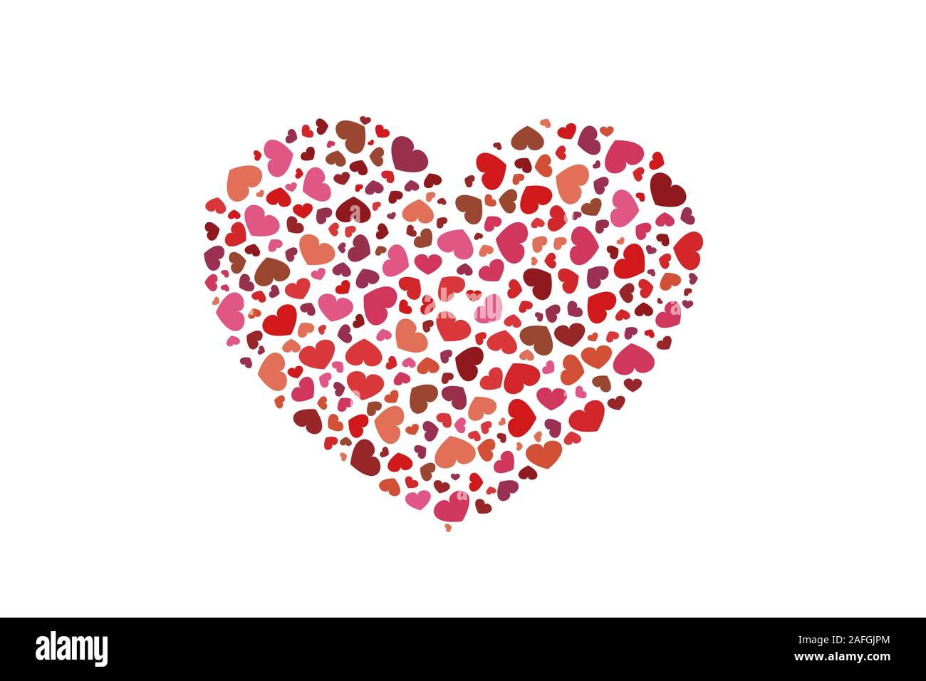 Beaucoup de petits cœurs dans la forme d'une grande. Vector illustration. Valentines Day carte postale. Illustration de Vecteur