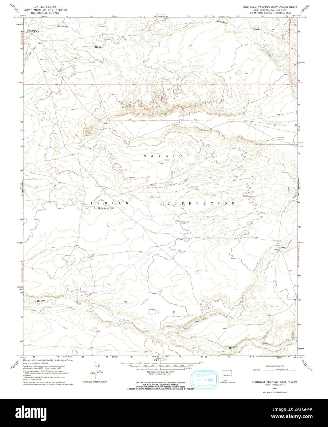 Carte TOPO USGS New Mexico NM Burnham Trading Post 1899061966 Restauration 24000 Banque D'Images