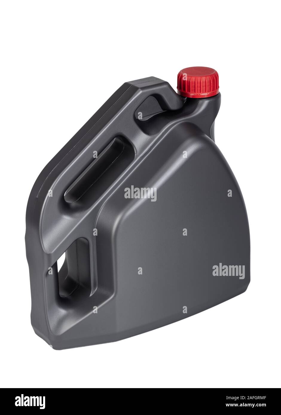 Cartouche en plastique pour l'huile machine isolé sur fond blanc Banque D'Images