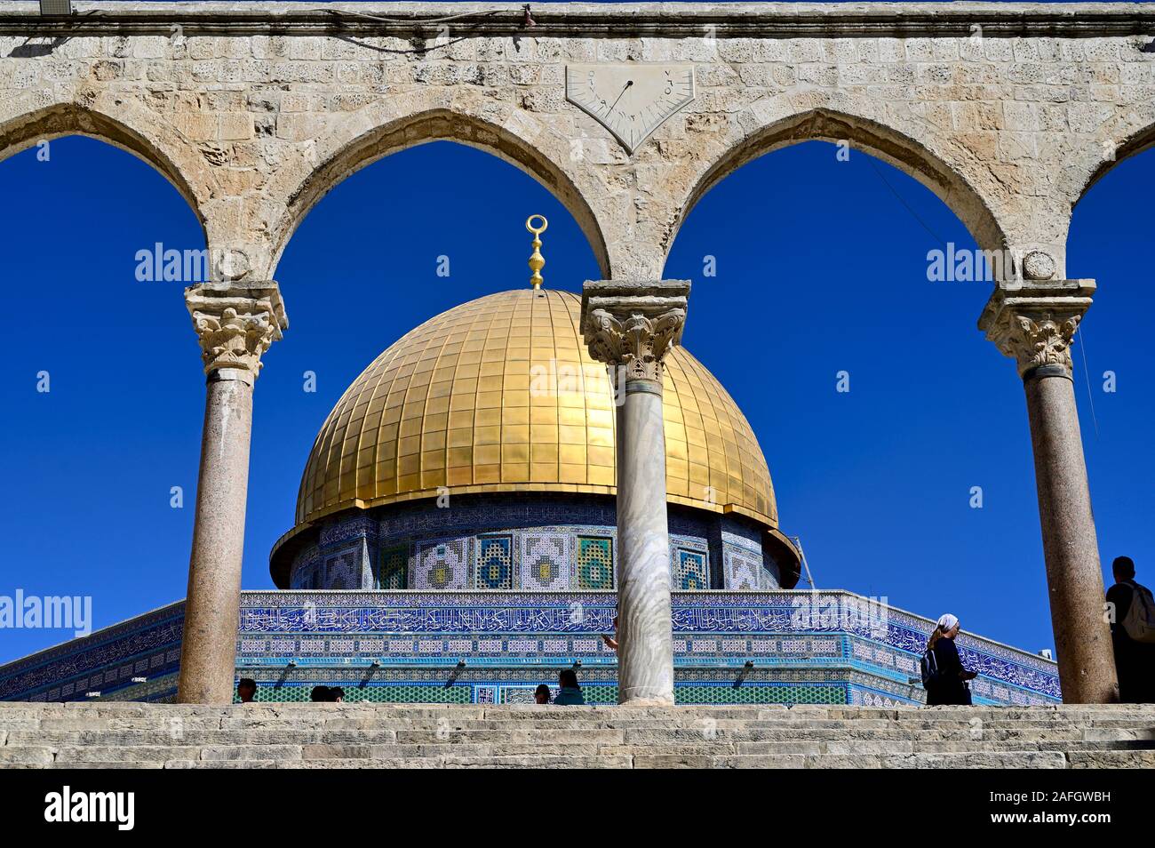 Jérusalem Israël. Dôme du rocher mosquée à Mont du Temple Banque D'Images