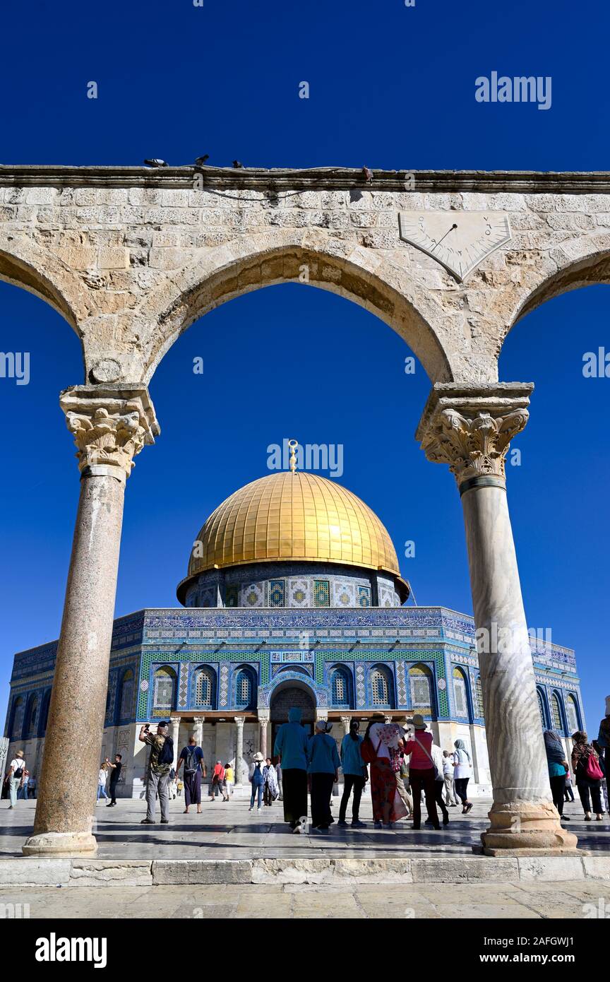Jérusalem Israël. Dôme du rocher mosquée à Mont du Temple Banque D'Images