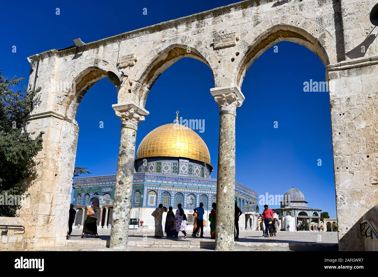 Jérusalem Israël. Dôme du rocher mosquée à Mont du Temple Banque D'Images