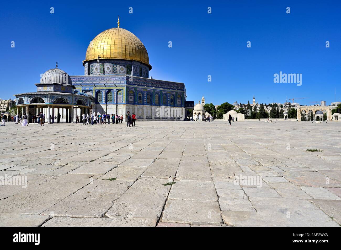 Jérusalem Israël. Dôme du rocher mosquée à Mont du Temple Banque D'Images