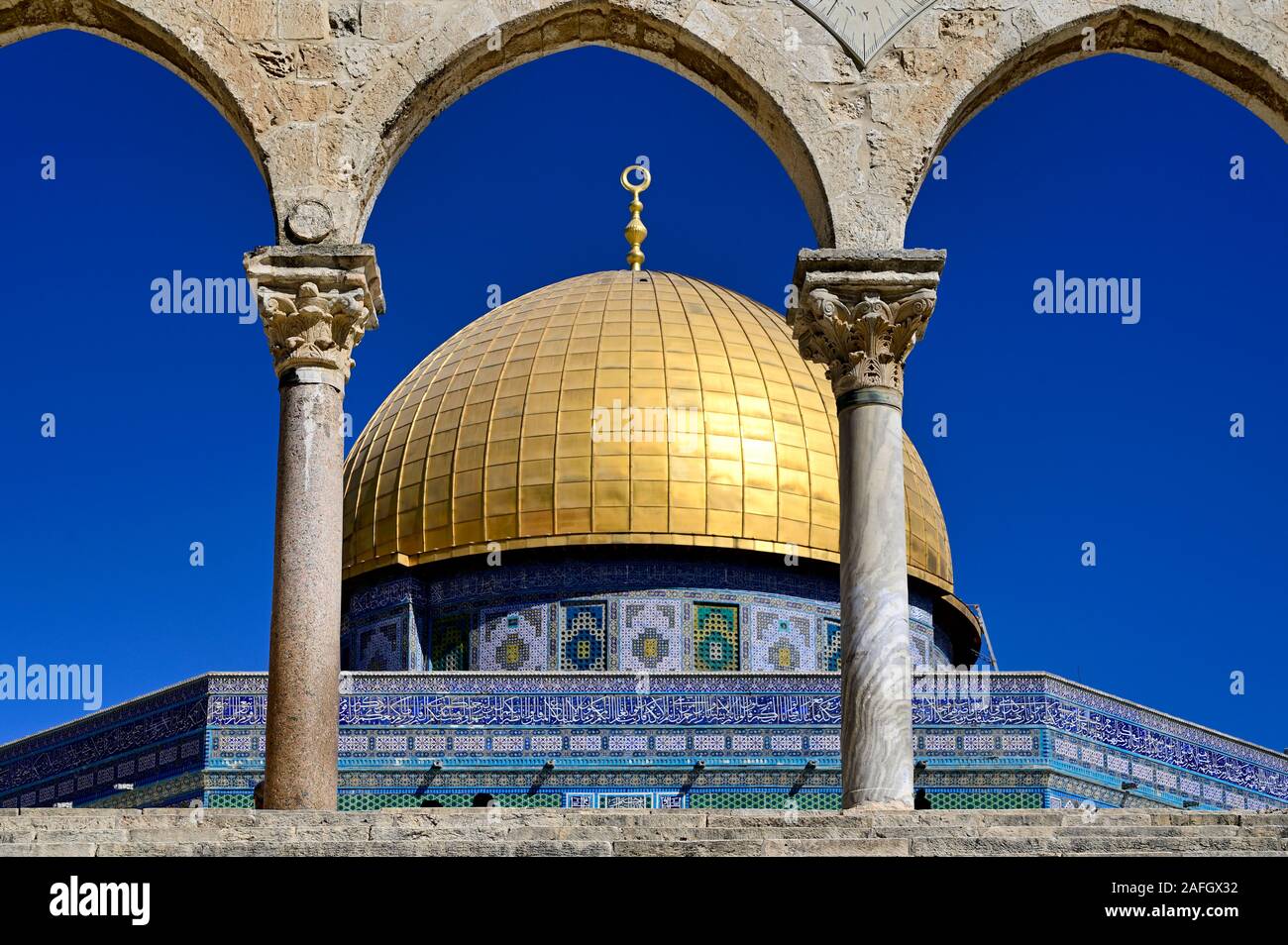 Jérusalem Israël. Dôme du rocher mosquée à Mont du Temple Banque D'Images