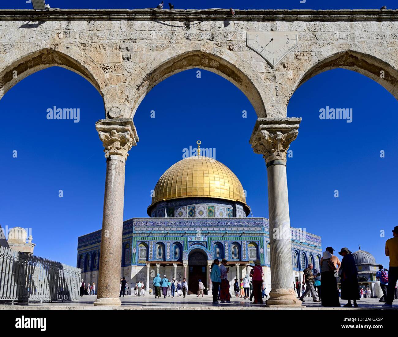 Jérusalem Israël. Dôme du rocher mosquée à Mont du Temple Banque D'Images