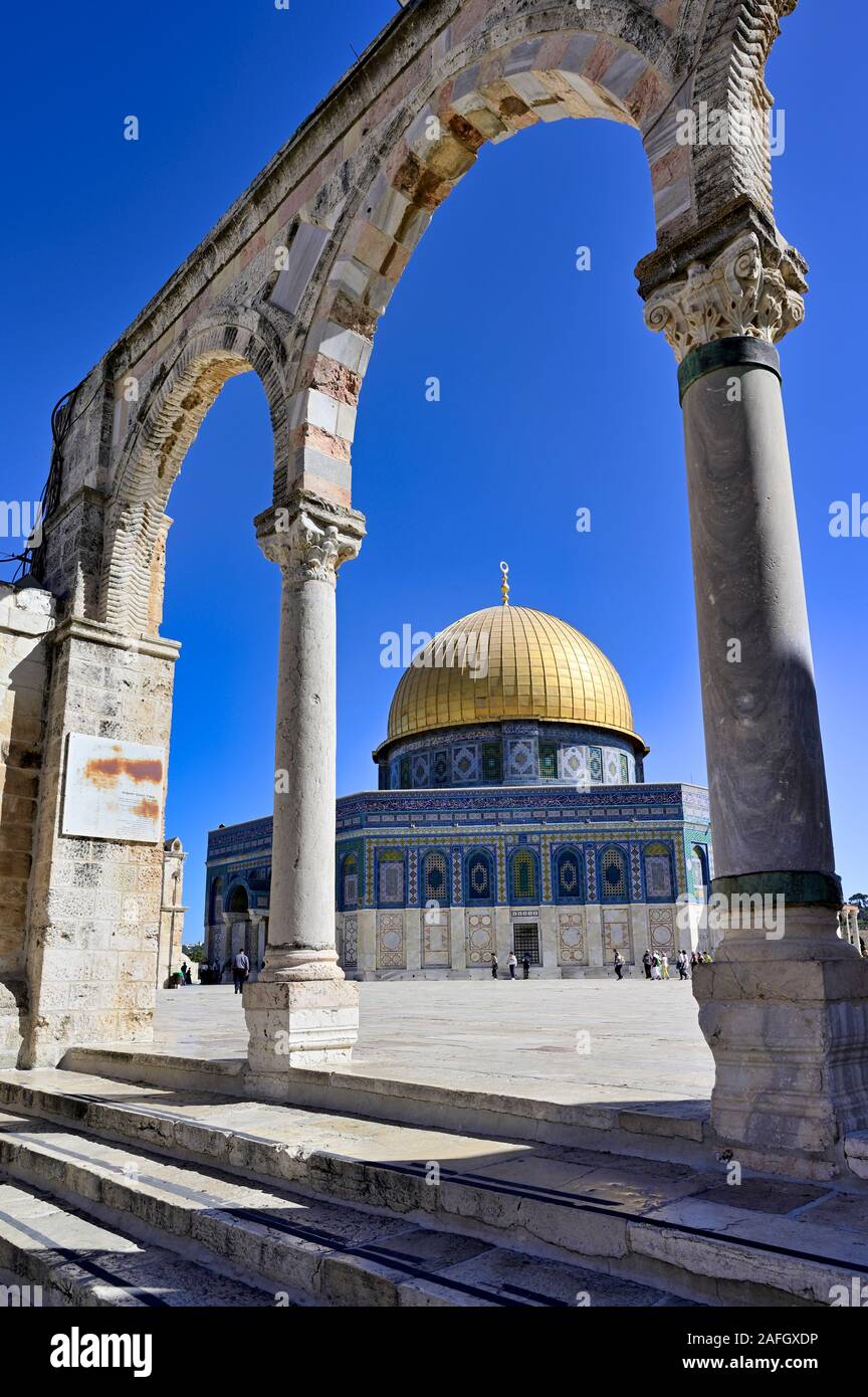 Jérusalem Israël. Dôme du rocher mosquée à Mont du Temple Banque D'Images