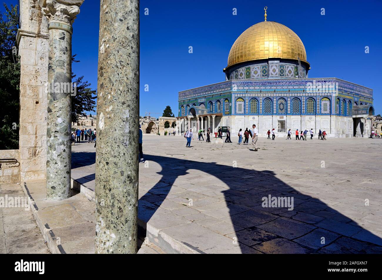 Jérusalem Israël. Dôme du rocher mosquée à Mont du Temple Banque D'Images