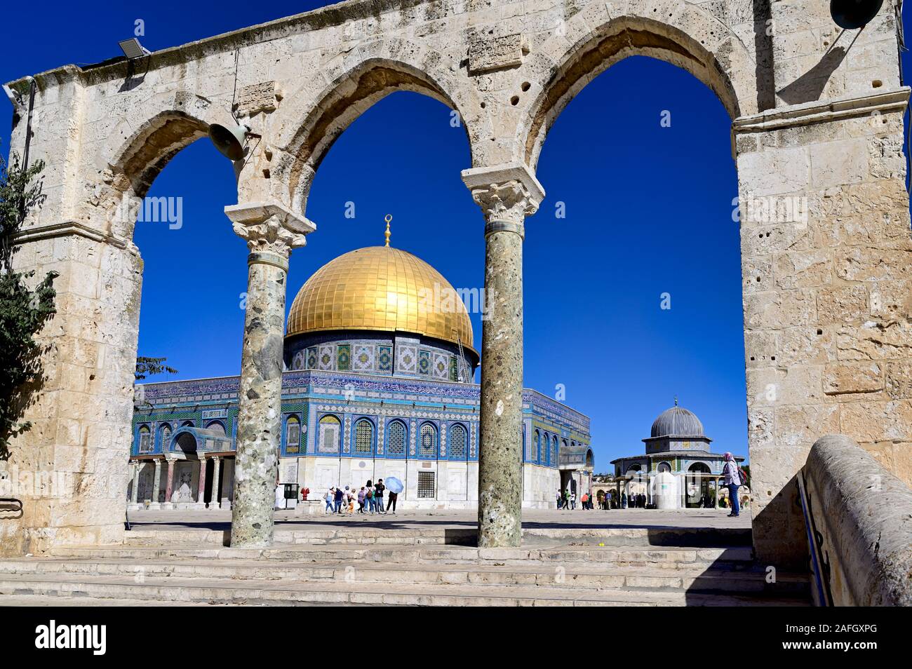 Jérusalem Israël. Dôme du rocher mosquée à Mont du Temple Banque D'Images