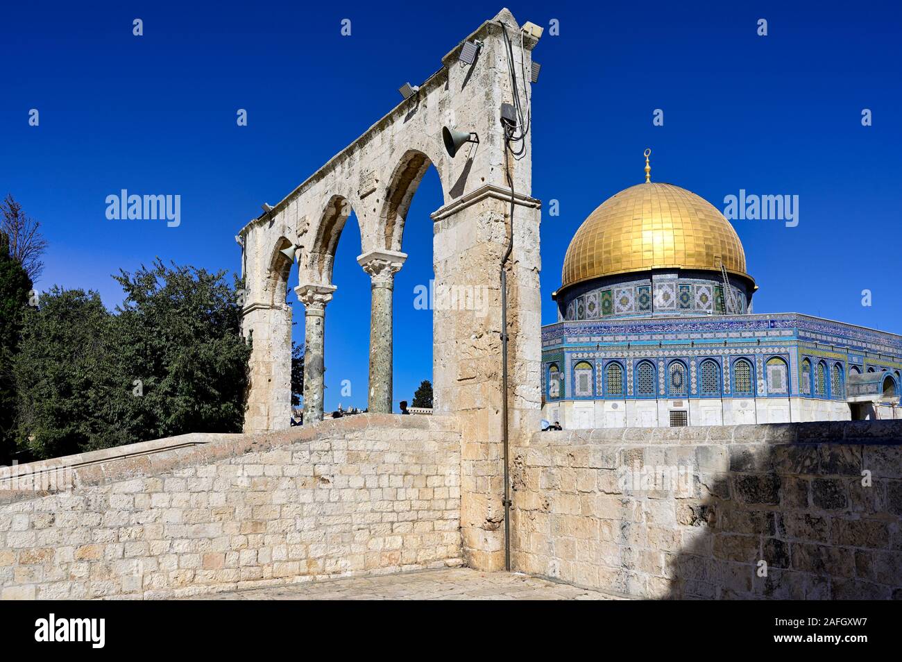 Jérusalem Israël. Dôme du rocher mosquée à Mont du Temple Banque D'Images