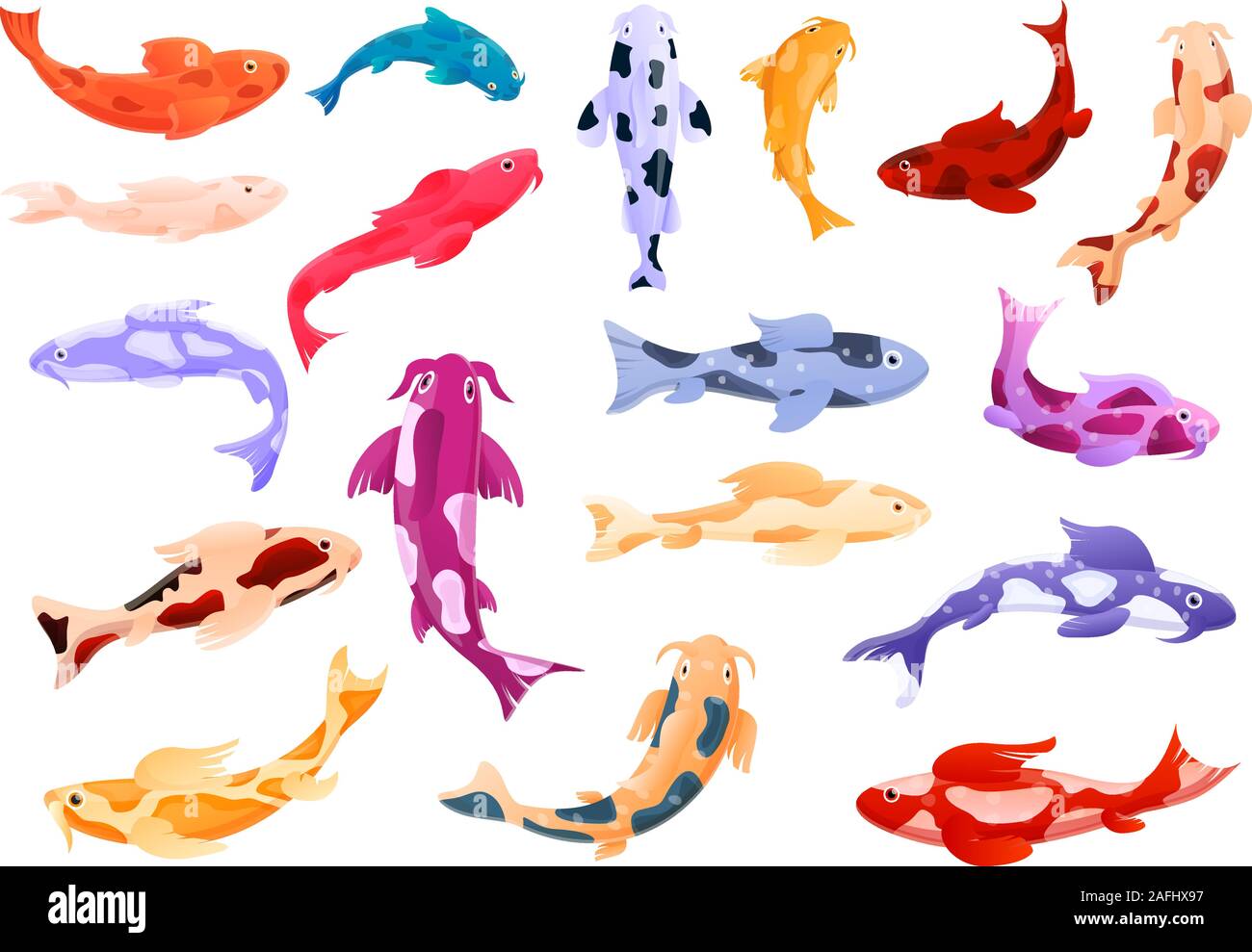 La carpe koï icons set. Cartoon ensemble de carpes koï icônes vectorielles pour le web design Illustration de Vecteur