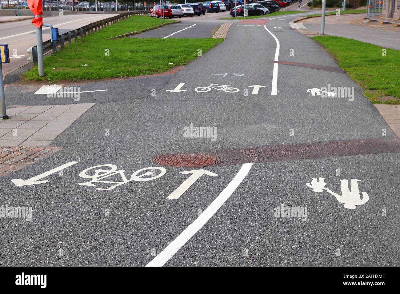 Piste cyclable de Göteborg, Suède. L'infrastructure de transport à vélo. Banque D'Images