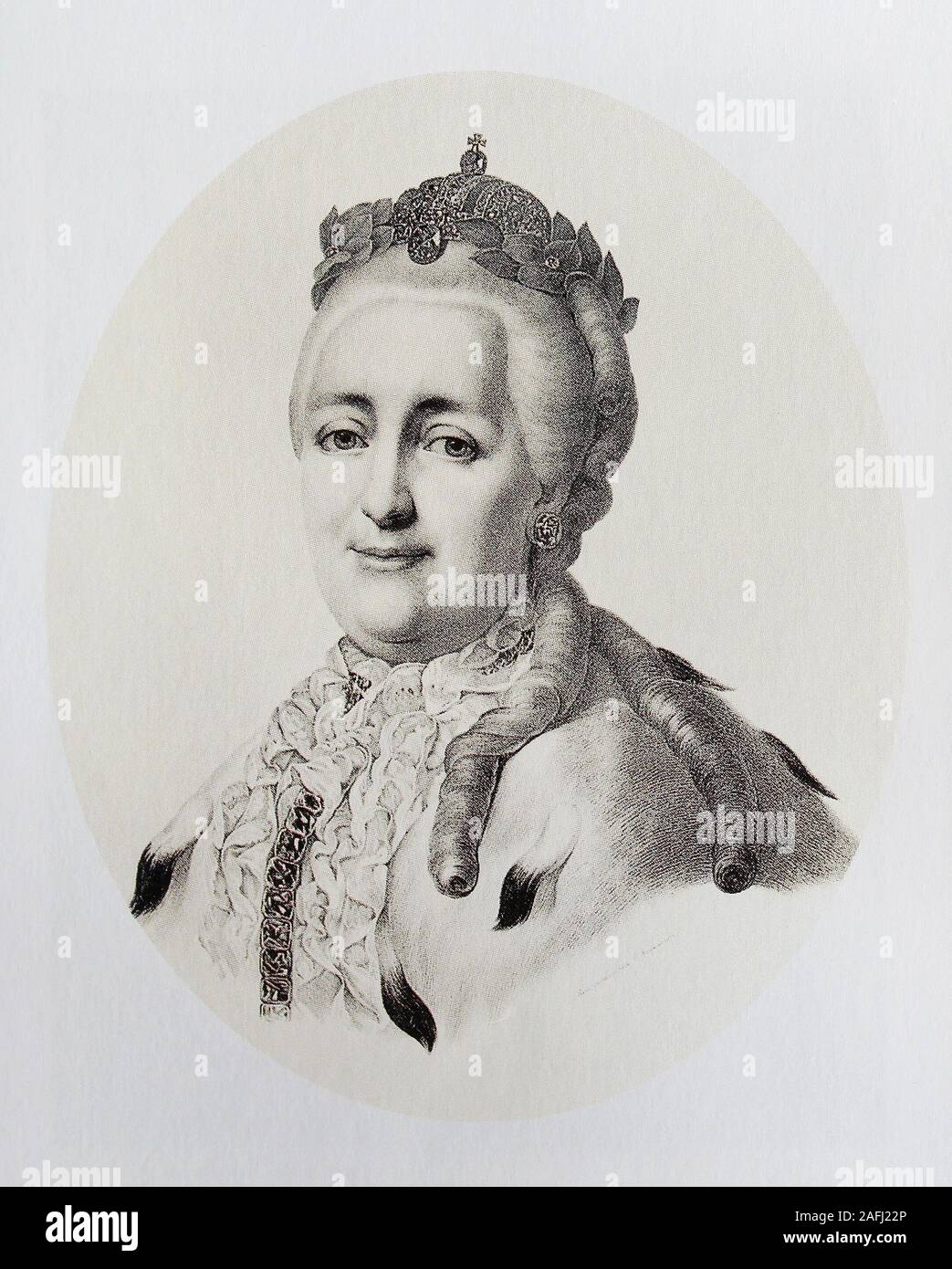 Fédération de l'impératrice Catherine II. La lithographie du milieu du 19ème siècle. Banque D'Images