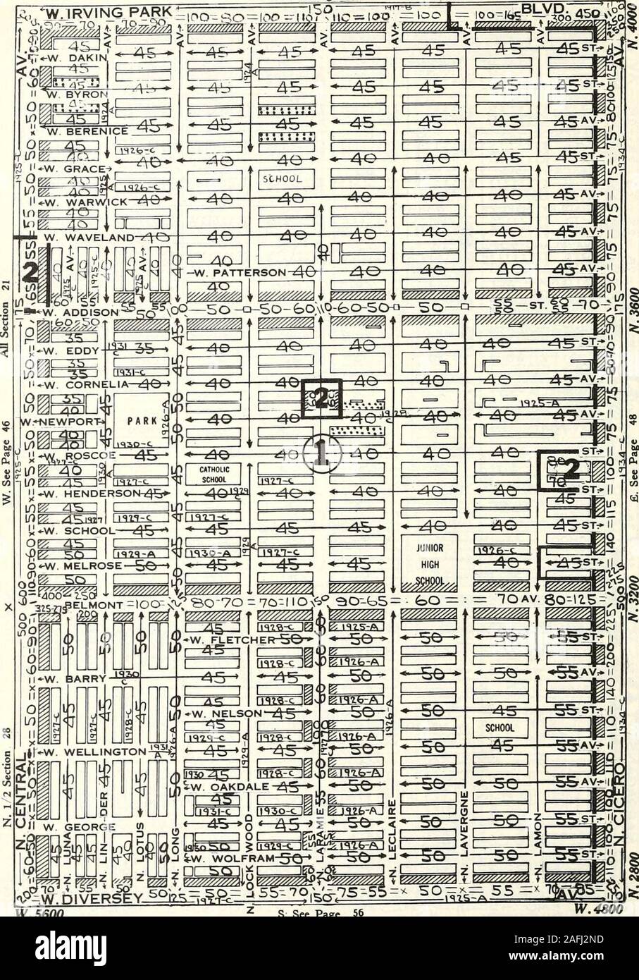 . Olcott's land livre bleu des valeurs de Chicago. &Lt;l ^W. IRVING PARK wsA^.ir ; vy-rj &gt ; i:t.  : -WMDAKIN ^- 50 .6400 KWi Sec €0 Class 3-£-15-Ainer Swl Sec iO Class S-4-15-Vac beaucoup-Ar.er classe 29 Trw| Sec 4-15-Vac Lo-ts-Air.er S. Voir page 55 W.S600 IEN Sec 20 Classe 2-4-Guichet emplois SEi Amer Sec 20 Classe 3-4-15-l£-Vac Lots-Amer HEJ Sec 29 Class 4-lC-le-ie-Vac Lots-Amer OLCOTTS 47 VALEURS DES TERRES ET LE ZONAGE 1936T, 40 N.-R. 13 E. N. Voir Page ^^V 38 jgj. ^^^ eJS/^TTTTF j r o^^m. J- ^^. Seo de l'IPSMT 21 Class 3-4-15-AmerSWl 21 Seo Class 3-4-15-18-AmerBwl Catégorie 4-15-18 Mer 28-Amer S : Voir page v/.4mo Seo NEi 21 Class 3-4-14- Banque D'Images