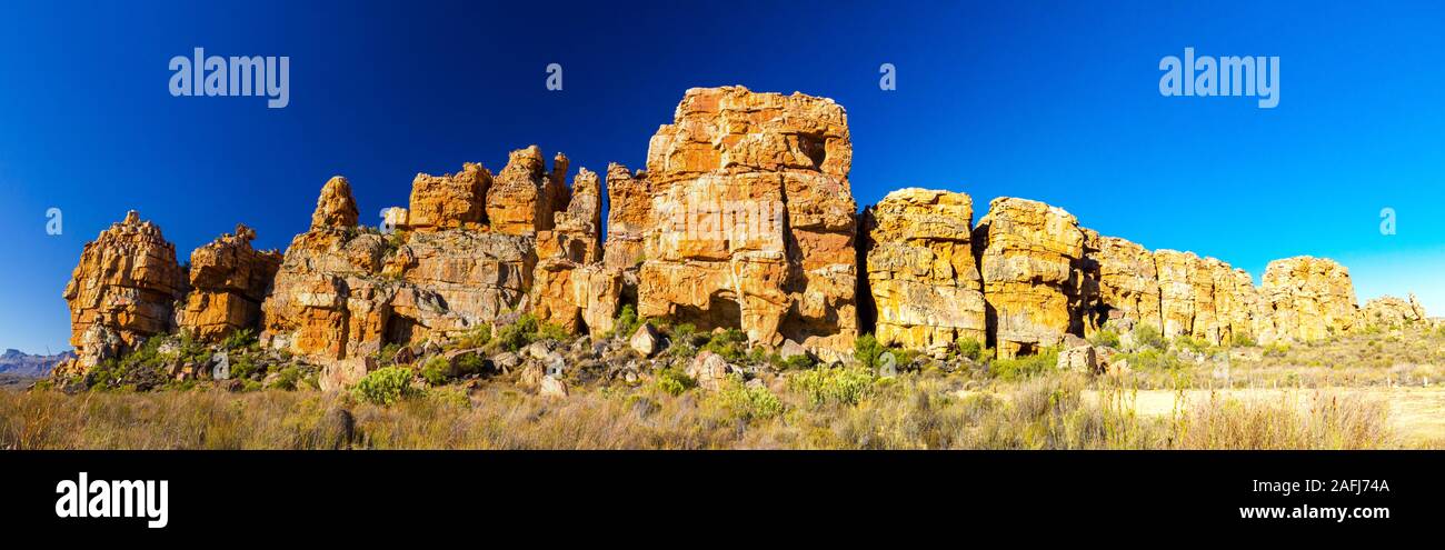 Panorama des formations rocheuses à Truitjieskraal, Cederberg Wilderness Area, Afrique du Sud Banque D'Images