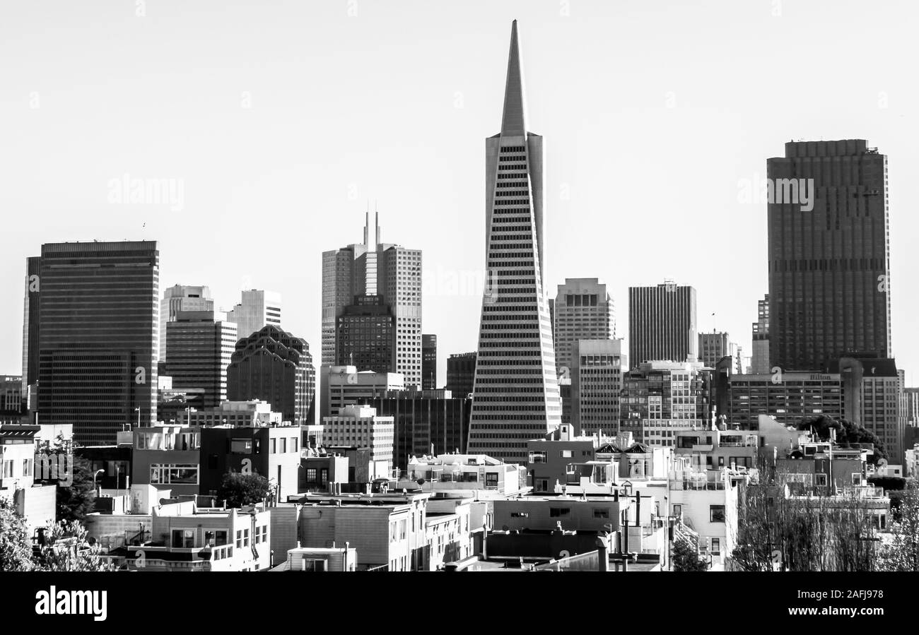 La ville de San Francisco en noir & blanc Banque D'Images
