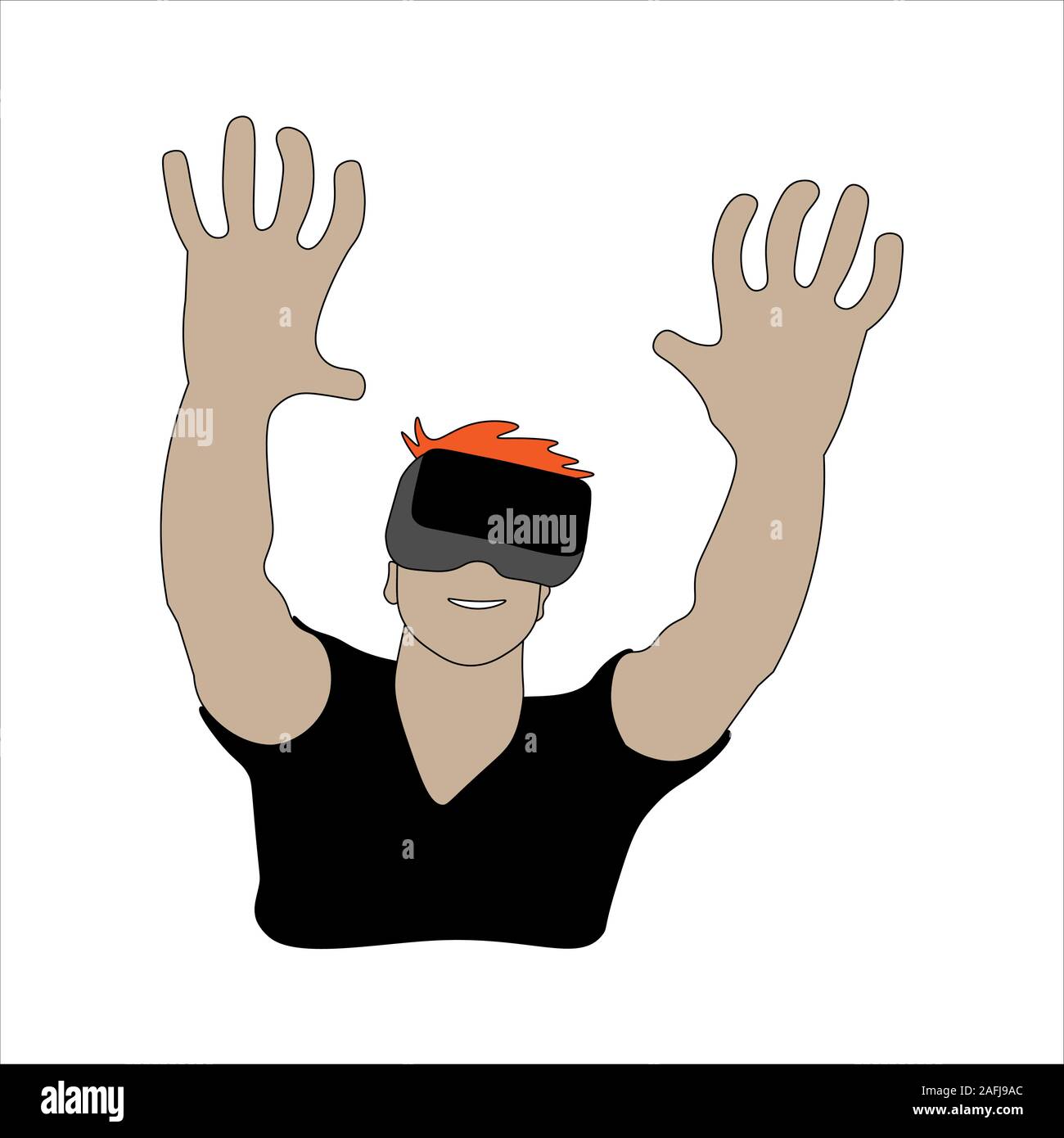 Réalité virtuelle : homme avec lunettes VR. Photo peut être utilisé dans les cartes de vœux, affiches, flyers, bannières, logo, conception etc. Colorful vector illustration. EPS10 Illustration de Vecteur