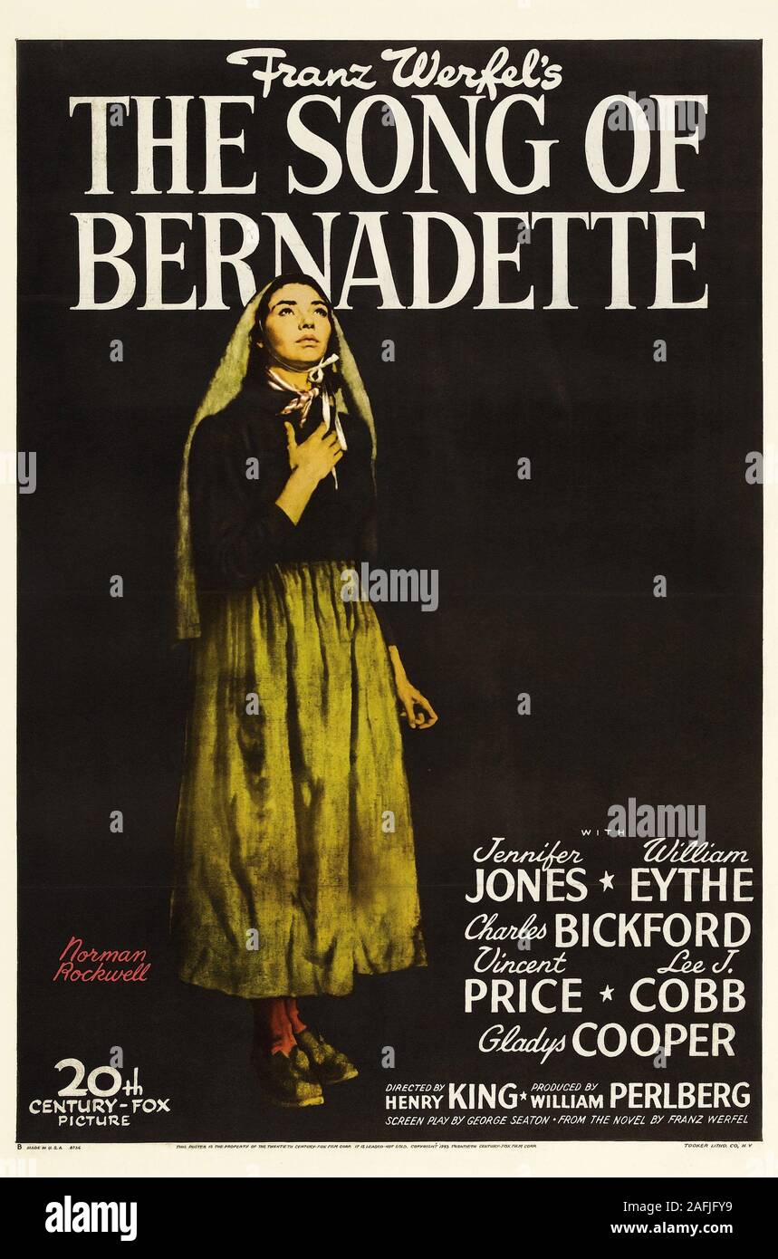 Le Chant de Bernadette Année : 1943 USA Réalisateur : Henry King Jennifer Jones Poster (USA) Banque D'Images