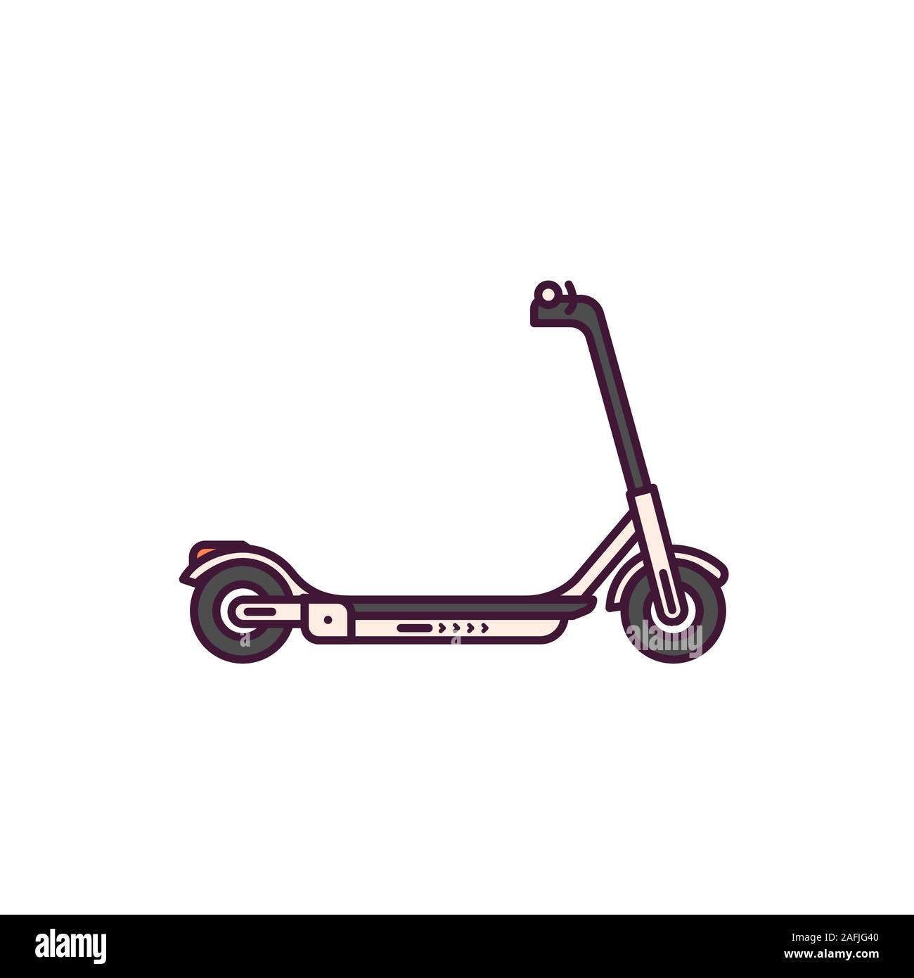 City scooter de coup. Illustration vecteur de style de ligne. Electro moderne scooter avec système de frein à main et de la batterie. Alternative écologique et fo transports personnels Illustration de Vecteur