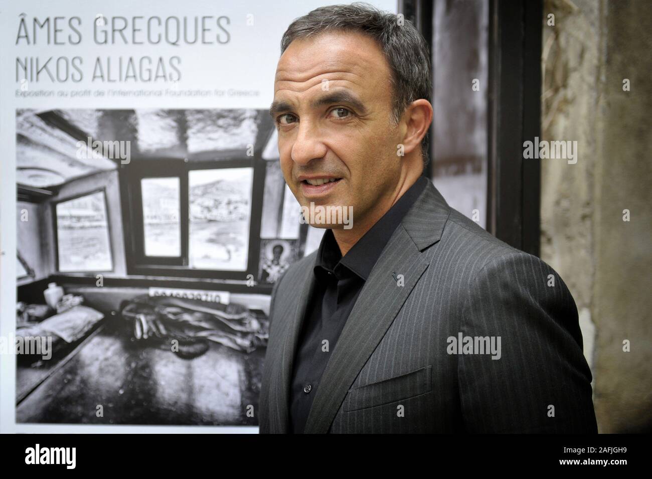 Français-grec Nikos Aliagas, journaliste, artiste et photographe. Paris, Mai 26, 2016 Banque D'Images