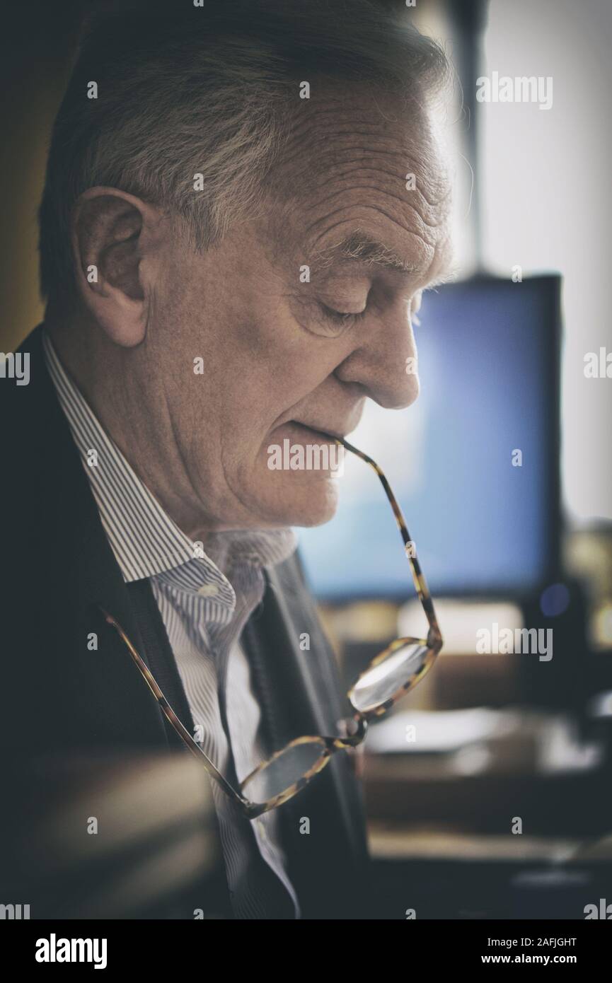 Philippe Labro, journaliste et auteur. Paris, mars 2016. Banque D'Images