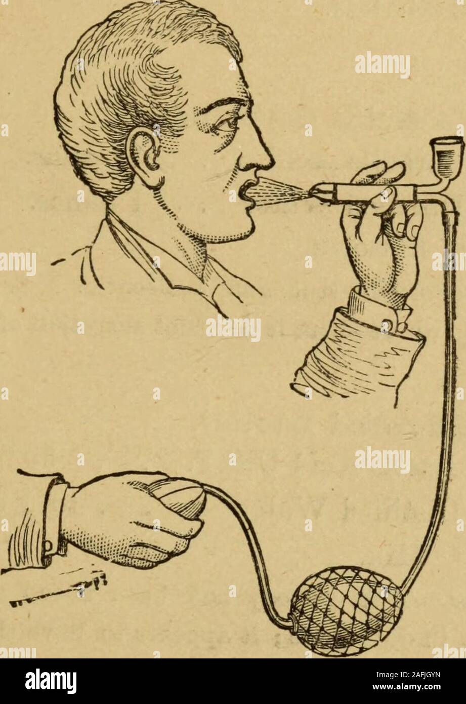 . La pharmacopée de l'hôpital pour les maladies de la gorge et la poitrine (carré d'Or) : Sur la base de la pharmacopée britannique. r Santali est donné comme examplefor une inhalation à sec, mais l'huile peut également être tageously .advan-utilisé en mélange avec du Carbonateof la magnésie qu'un bain d'inhalation d'air humide. Terebenae vapeur. R^ Terebene, pure .... 40 minimsLight grainsDistiled 20 Carbonate de magnésium de l'eau. . À 1 once.Mix.Une cuillerée à thé dans une pinte d'eau à 140° à inhaler pendant 10 minutes nuit andmorning. L'utilisation,-comme un stimulant. Thymolis vapeur. E^ Le thymol 6 grains. Esprit rectifié .... 1 drachme.Light Banque D'Images