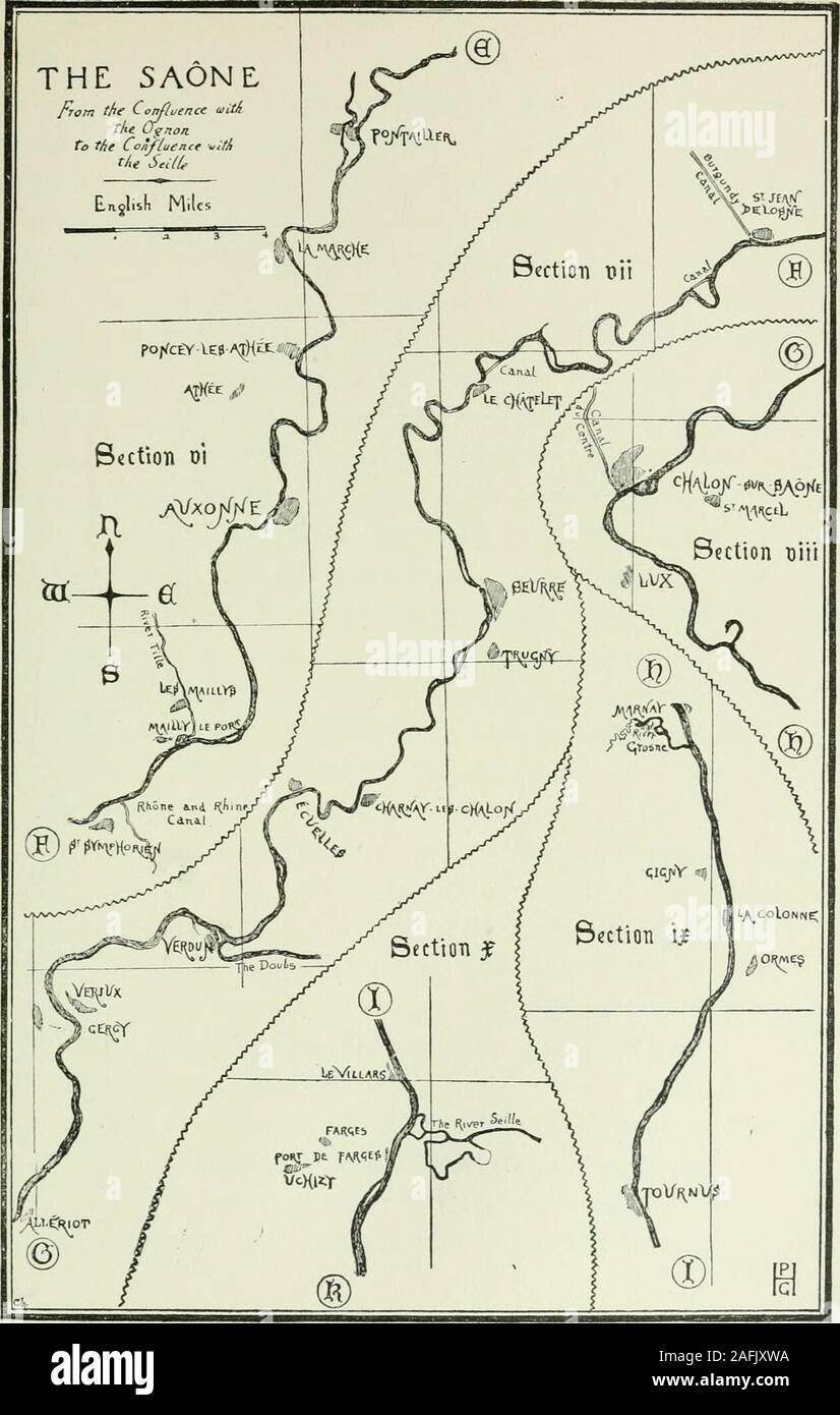 . Un voyage d'été sur la rivière Saône. Avec cent quarante-huit illustrations. les autres sans hésitation. Ils n'étaient pas très profondes, qui a été chanceux, comme Franki ne peuvent pas nager. Le bateau est amarré pour la nuit à Pontailler, et nous havejust ont exploré l'endroit. Considérant que c'est une ancienne ville,et qu'il y avait un palais royal il y a si loin comme moment de la Charles le Chauve, sa nous apparaît surtout comme extremelymodern en apparence. La raison en est historique. Toute la ville a été détruite par le général Mercey, dont le nameresembles la miséricorde plus que ses actes. L'endroit a offrir Banque D'Images