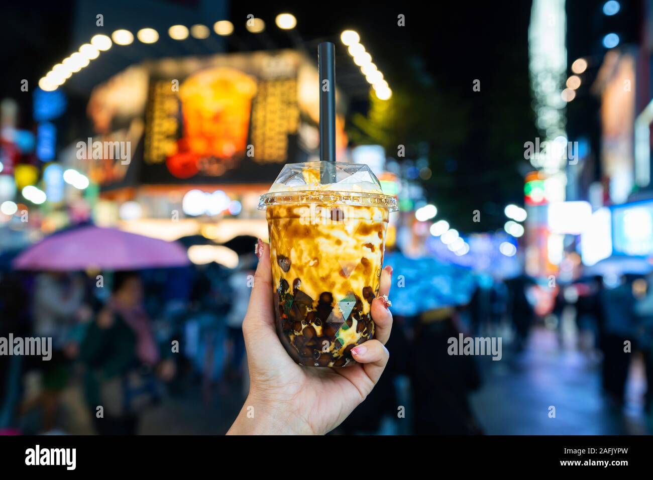 Taiwan pearl avec bulle thé lait à ximending à Taipei, Taiwan. Banque D'Images