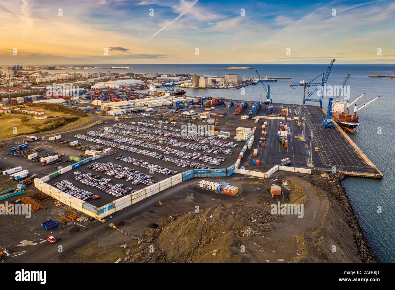 Port de Reykjavik, port d'expédition, Reykjavik, Islande Banque D'Images