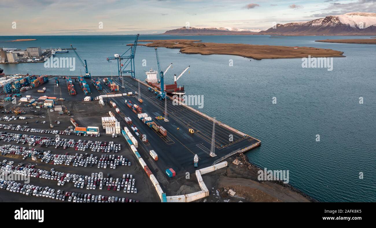 Port de Reykjavik, port d'expédition, Reykjavik, Islande Banque D'Images