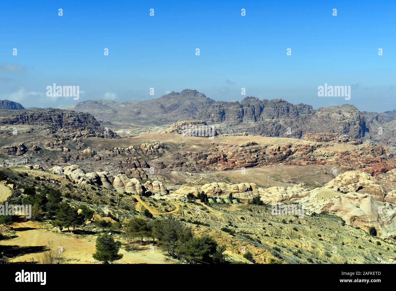 La Jordanie, paysage désertique dans Masuda réserve proposée à Wadi Musa Banque D'Images