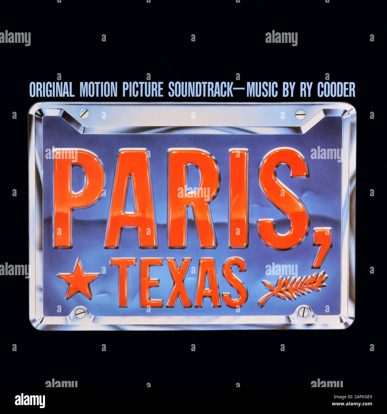 Ry Cooder - pochette originale de l'album en vinyle - Paris, Texas (Original Motion Picture Soundtrack) - 1985 Banque D'Images