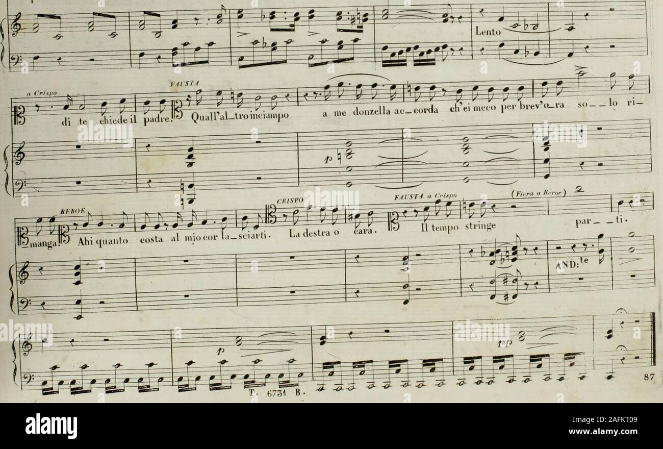 . Fausta : melodramma en atti.  +ì± m ,,,, " di te     hommes mo onu à i I ""m ,l" è par n,e s[)en. T. 673* B I II Dep.alfl.R.Bibl kamea36912 SCENA E DUETTO, TERZETTO FINALE Ah se orrordite non hai... NELL* OPERA FAUSTA DEL M ? DONIZETTI Eseguito dalla Siga Ronzi de Begnis e da* Sig.1 Basadqnna dellAutore RecitativoAvvicinandosi l e Tamburini FAUSTA piano-forte. rrC ? &Lt ; r J'siaCrispo)^ ^^  p r £ E s^e ; - prezzo del solo Sedici Fr 4,80 d ? Solo del Terzetto fr 250 d ? De Hue pezzi riuniti Fr 3 50. -E 1*^ ^N JSÉ Ti Banque D'Images