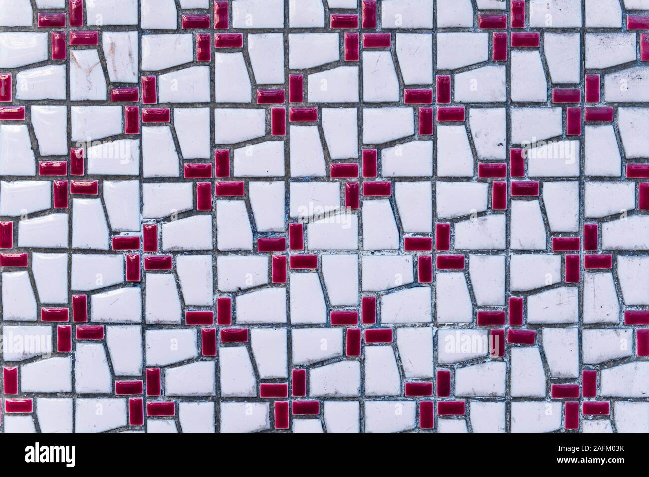 La texture de marbre close up blanc et rouge motif carré de plancher en céramique Banque D'Images
