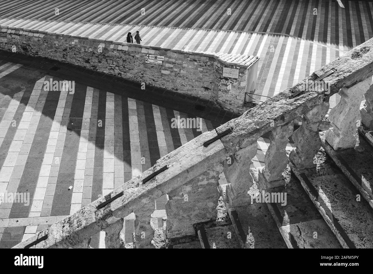 Assise (Italie) - L'escalier menant à la basilique de Saint François d'assise Banque D'Images