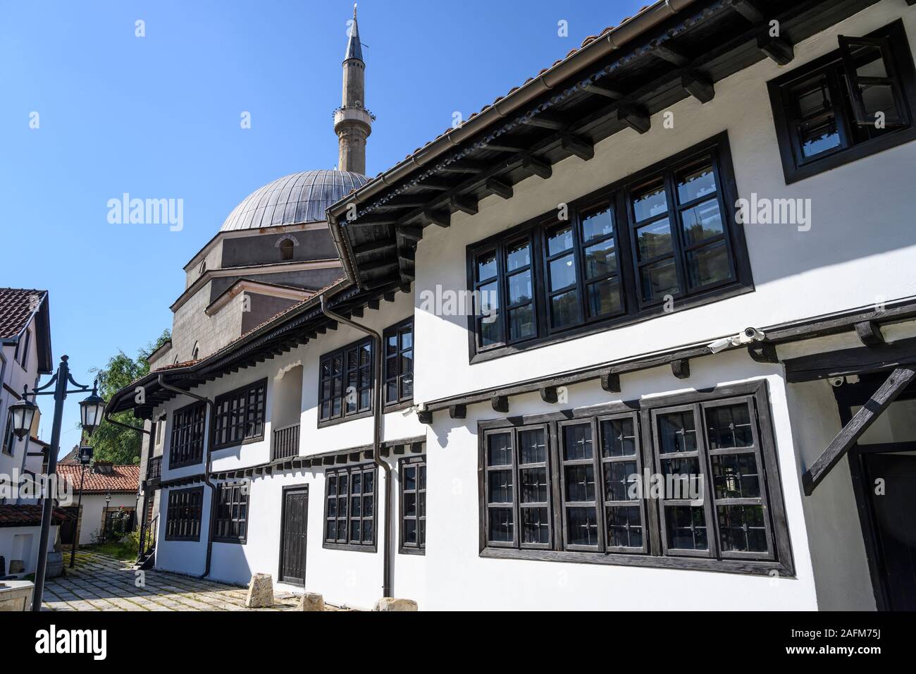 Le centre pour la Ligue albanaise de Prizren fondée en 1878. À Prizren, Kosovo, Balkans central. Banque D'Images