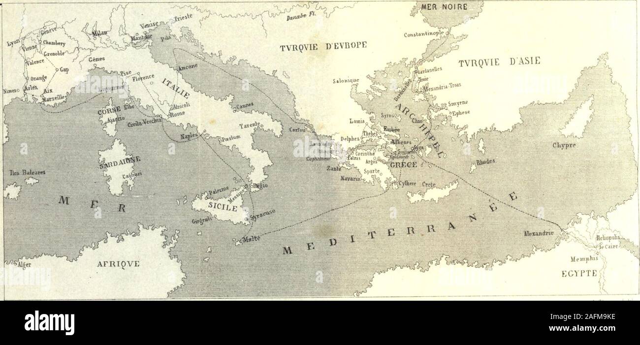 . Voyage en Grèce et dans le Levant fait en 1843-1844 : par A.M. Chenavard, architecte, E. Rey, peintre, professeurs à l'École des beaux-arts de Lyon, et J. M. Dalgabio, architecte. VOYAGE EN GRÈCE ET DANS LE LEVANT. VOYAGE EN GRÈCE ET DANS LE LEVANT FAIT EN i843-i844iPAR A. M. CHENAVARD, ARCHITECTE,E. REY, peintre, PROFESSEURS A LÉCOLE DES BEAUX-ARTS DE LYON, et je. M. DALGARIO, architecte. Rapport PAR A. M. CHENAVARD. LYON.IMPRIMERIE DE LÉON BOITEL, O.UA1 SAINT-ANTOINE, 36. 1849. Un MONSIEUR BARTHÉLÉMY VIGNON, architecte. Mon cher Maitrk Permettez-moi de placer votrenom à la tête de la rela Banque D'Images
