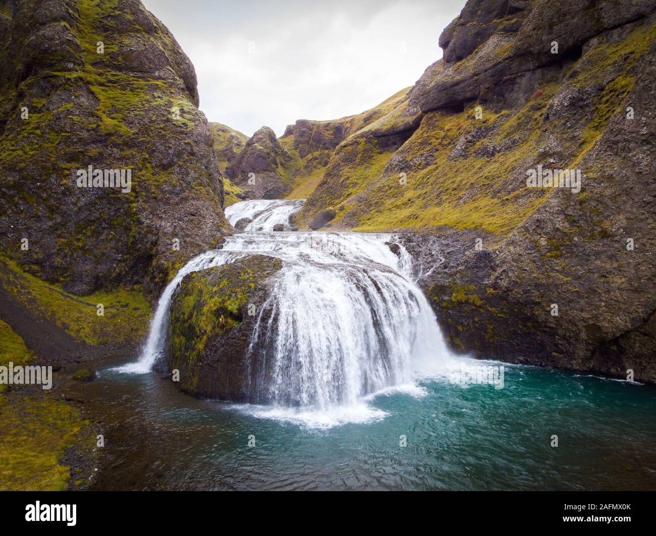 Stjornarfoss Kleifar chute près de Kirkjubaejarklaustur -, ou simplement Klaustur, Islande Banque D'Images