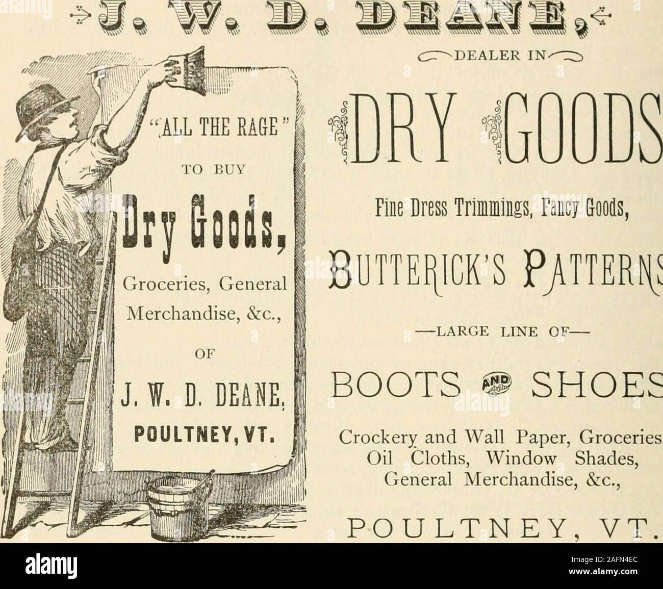 . Gazetteer et annuaire d'entreprises du comté de Rutland, Vermont), pour 1881-1882. ular scieries, gummersand upsetters, caoutchouc et cuir, de courroies et d'usine de fournitures. John White, (R 46), Poultney, agriculteur, baux de J. Beaman, 12. FRANKLIN W., (Whitlock, Poultney) charpentier et constructeur, l'Église. Wilber Rollin L., (Teamsters), Poultney. Grove. Alanson D. Wilcox, (East Poultney,) a pris sa retraite, bijoutier. Wilcox, Frank (greffier), Poultney. Wilkins, Harrison (R 53), Poultney, journalier. David R. Williams, (R 54), Poultney, quarryman. .WILLIAMS EDWARD J., (Hampton, N. ¥.,) r 38, prop de vert Moun-tain Mills, vendeur Banque D'Images