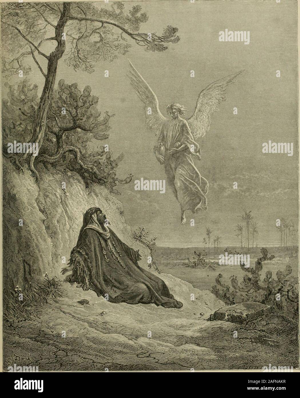 . La Bible panorama, ou les Saintes Écritures dans l'image et l'histoire. idolsand servir l'abandonnent. Et Élie monta au sommet du Mont Carmel et prayedthat Dieu enverra la pluie. Et après un certain temps un petit nuage se leva, et grewlarger, jusqu'à ce que tout le ciel était couvert et il y avait une très grande pluie. Le roi Achab rapporta à Jézabel, sa femme, de tout ce qu'avait fait Élie, et comment il hadslain les prophètes de Baal avec l'épée. Alors Jézabel était très en colère, et shesent mot à Élie, disant : Que les dieux (qui est, les idoles qu'elle adorait)donne-moi aussi, si je ne te mettre à mort par demain l'ab Banque D'Images