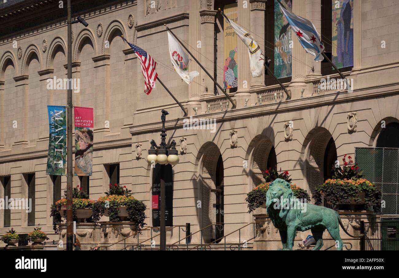 L'Art Institute of Chicago entrée principale Illinois Banque D'Images