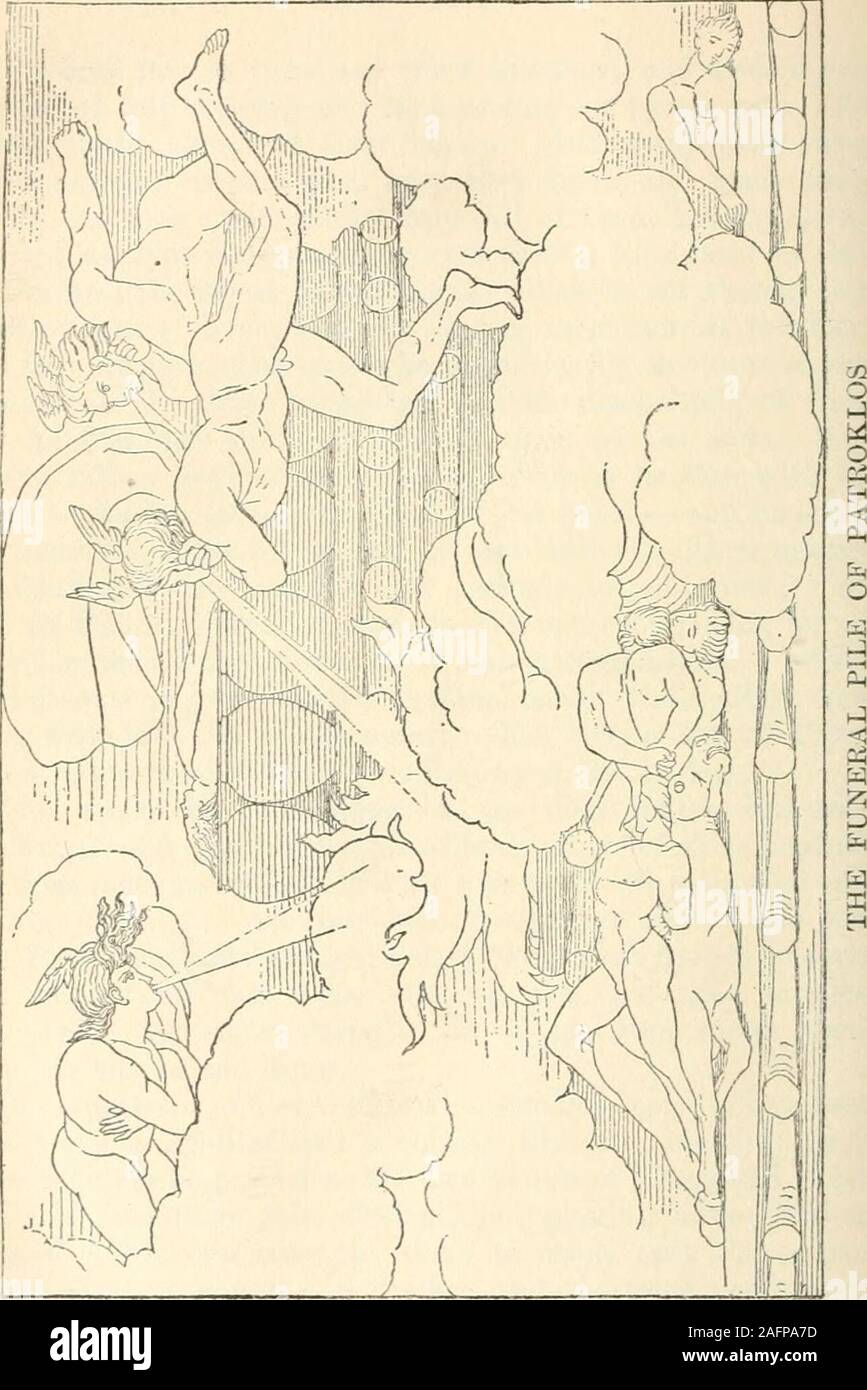 . Iliade et Odyssée. Fait en anglais par Andrew Lang, S.H. Butcher, Walter Leaf, et Ernest Myers. Suis-je maintenant accomplir. Twelvevaliant fils de grand-hearted de Troie, voici ces tous en société avec toi, le feu dévore : Hector fils de Priamwill mais j'ai nullement donner au feu pour se nourrir, mais pour les chiens. Il parla donc menaçant, mais pas de chien pourrait traiter pour withHector, jour et nuit l'Aphrodite fille de Zeus maintenu éteint:chiens, et l'oignit d'huile douce rose-thatAchilles ambrosiaque pourrait ne pas déchirer quand il le traîna. Overhim et Phoebus Apollo a un nuage sombre du ciel Banque D'Images