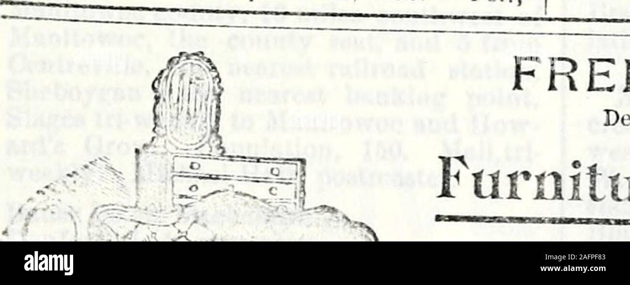 . Répertoire géographique de l'état du Wisconsin et annuaire d'entreprises. ado, ci-dessous.) ^^^piNA. Un postonice sur le M, L ?  ? X, W. Ky et sur le Wisconsin relaxants-^Outauitmie iiie. Dans County, 12 milles à l'ouest.• Appleton, le siège du comté et le plus proche !- :.king point. Popula.haidn, 4oO Tél 537 w. kTu. W. U. Exp., Am. U. aud SWroe, maître de poste. Angus V G. Railroad, e.vp et de tel agent Angus & mufrs liacon Humphrey, fromage E L. coiffure. j3atze Andrew, wugonmaker shoemtd Buck W F,^er. Cole Charles A. produire. & Elarris Stlioades, Viandes Hicks J W, tlour et fued. Y & Loppla. C, les forgerons. McClelian{ 1 .James, vu et feed mill HME Banque D'Images