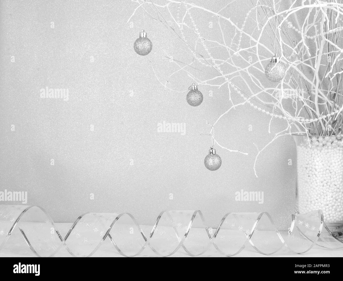 Décoration de Noël sur fond argenté Banque D'Images