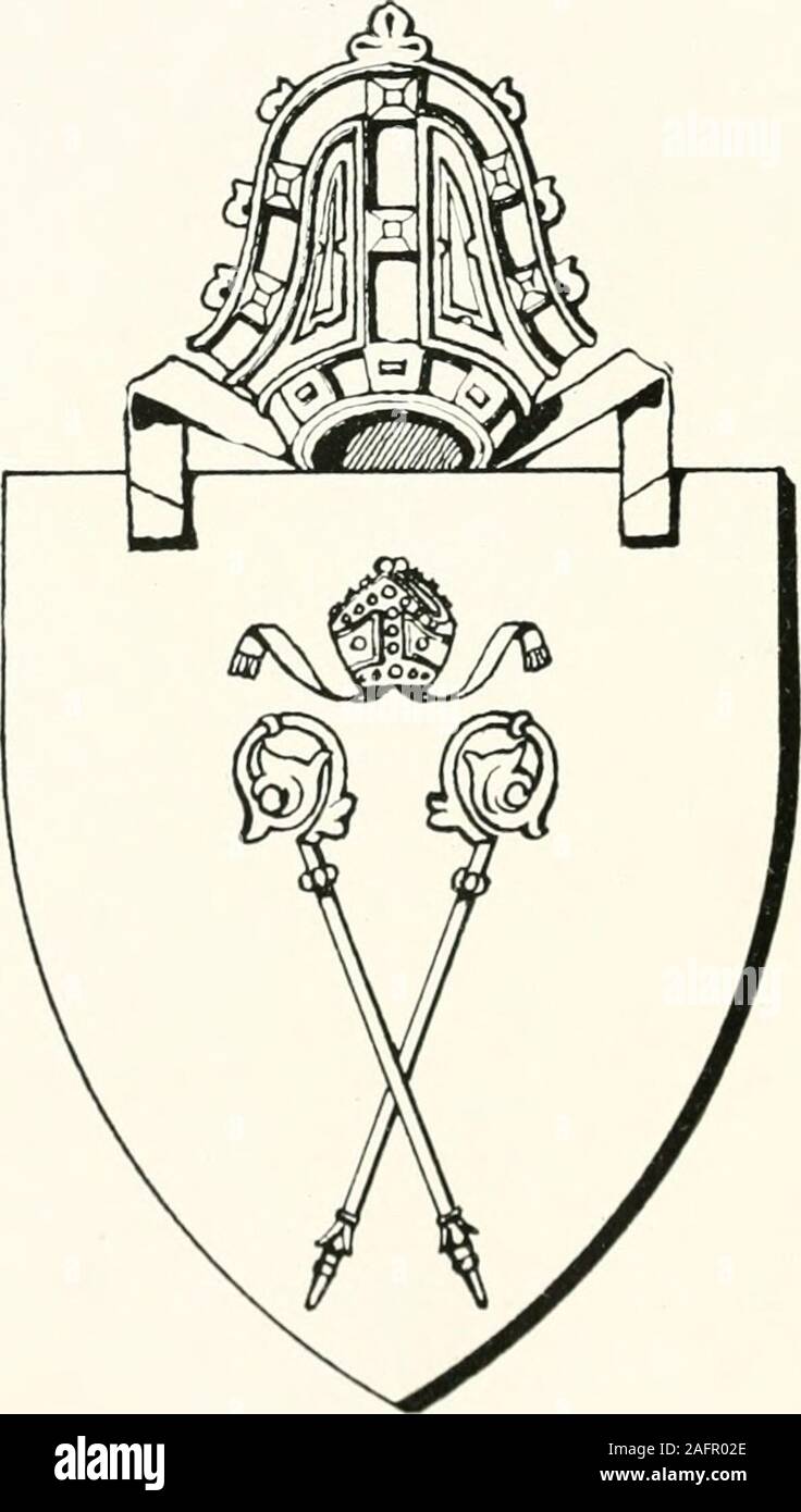 . Les armoiries de la Scottish évêchés. y destiné à être la Candida Casa, le successeur du célèbre bâtiment du fondateur de la voir. Les joints des Évêques post-réforme alésage, comme un bras paternels rulethe de leurs propriétaires, mais l'Évêque Paterson, whorecorded les armoiries du diocèse au bureau de Lyon, impaledthose, armes qui sont actuellement en cours d'utilisation, avec son paternalarms. Donc à la fois dans l'église médiévale et dans thereformed, nous trouvons la figure du saint patron utilisé comme appareil préféré par les évêques sur leurs sceaux officiels. Dans l'écu des armoiries du diocèse, il serait appropriés Banque D'Images