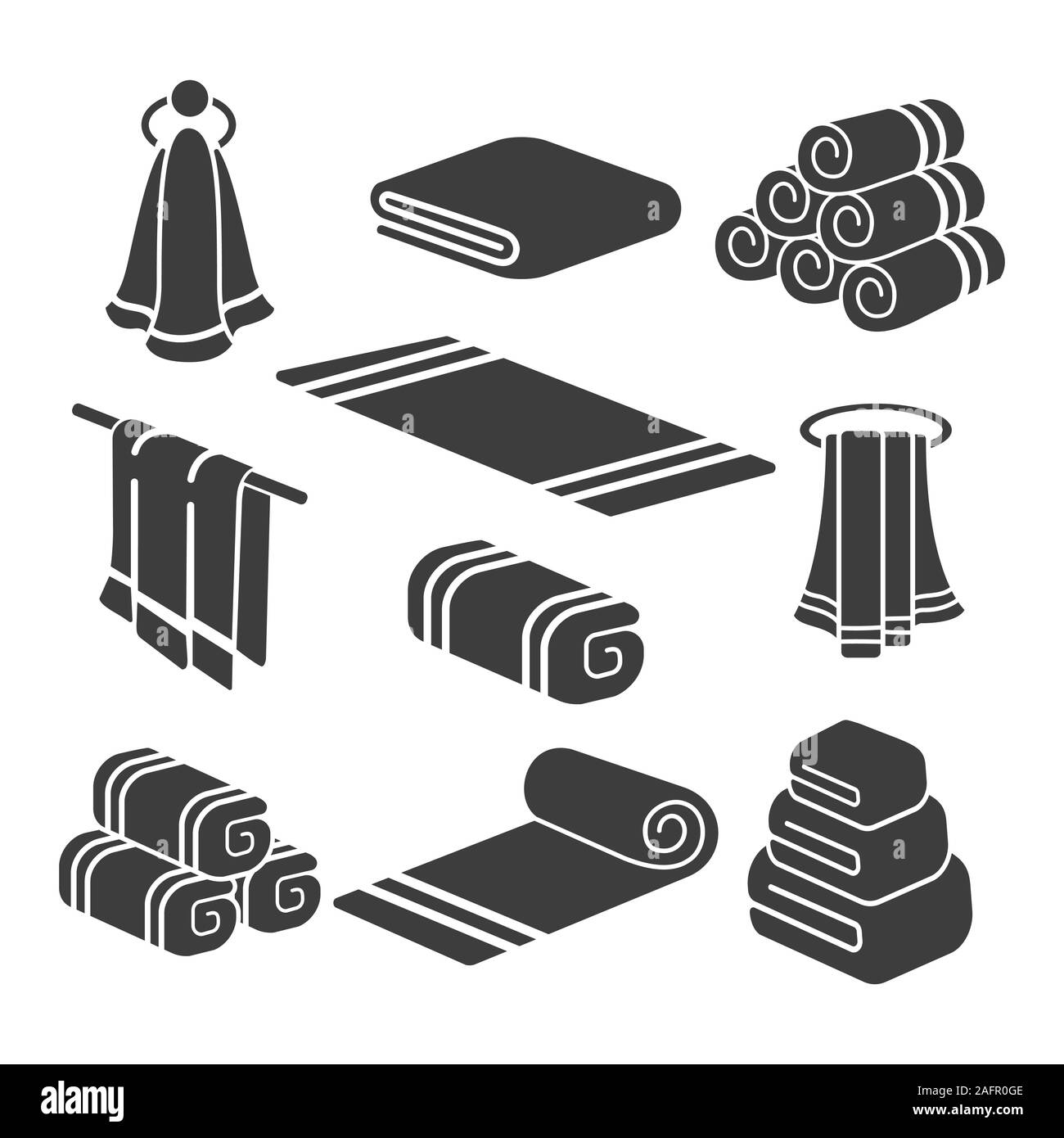 Les serviettes de bain Icônes noires Illustration de Vecteur