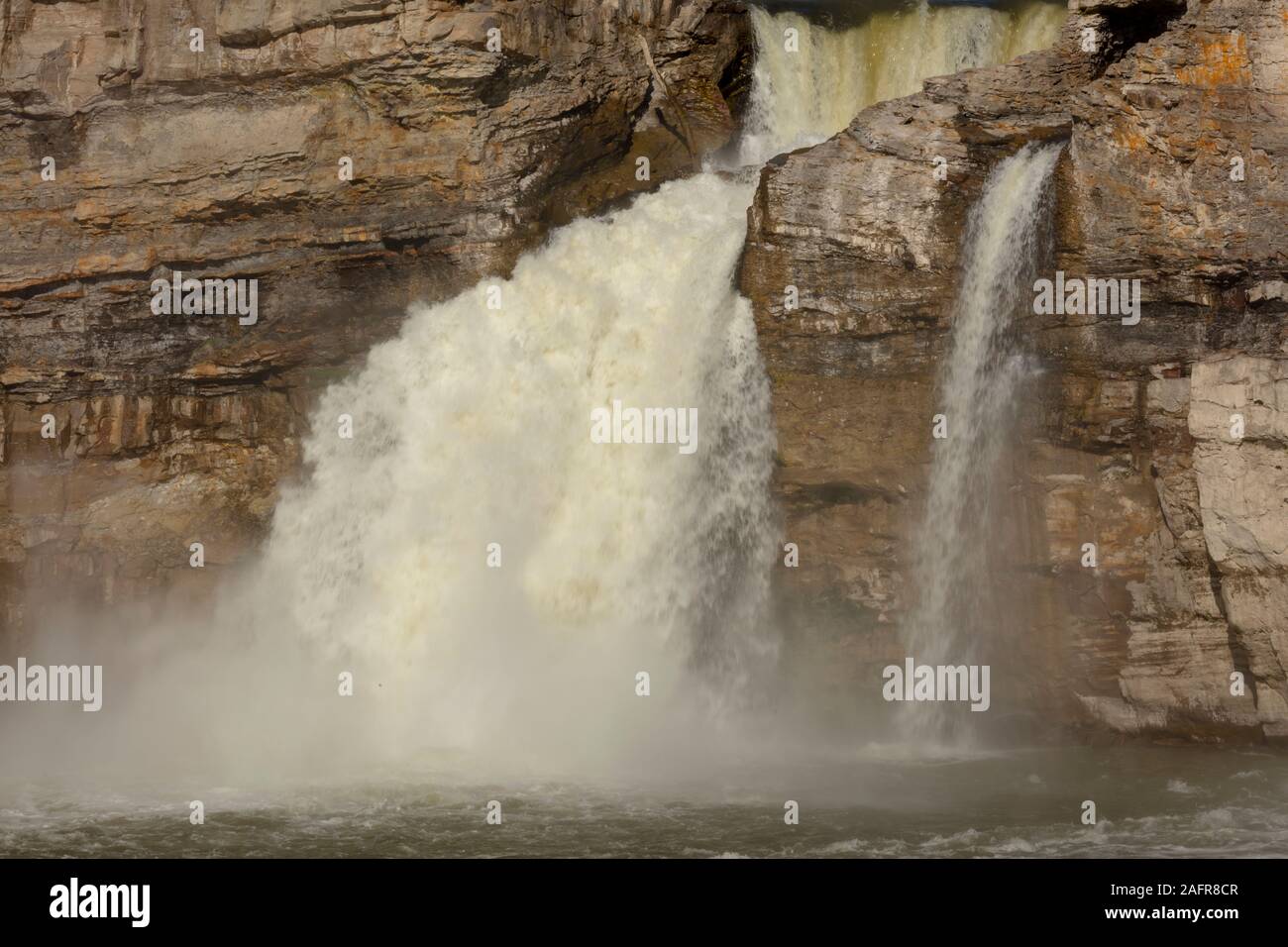 23 mai 2019, Great Falls, MT., USA - Les chutes de la rivière Missouri à Great Falls, Montana et du barrage hydroélectrique et Ryan Banque D'Images