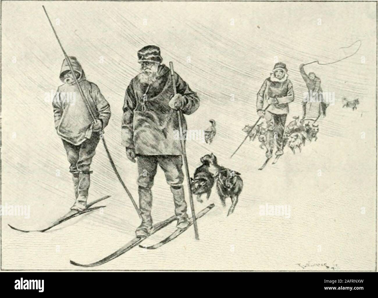 . Nansen avec dans le Nord ; un enregistrement de l'expédition Fram en 1893-96. ld n'a pas de dommage effectupon-nous digne de ce nom, mais nous a eu, bien entendu, être prudent. Peder avait sa joue à l'abri du gel, bien que hadone hiiten Bentsen du côté de son nez gelés tous les jours. Il thoughtthat partie de il apparaîtrait très noir quand hegot retour au sud. Scott-IIansen hadhis souvent gelés persiste lors de la prise d'observations, d'Andon une occasion, lorsque m'a été Nansen photographier,m- non.se tout d'un coup devenu blanc sans mybeing au courant. Nansen avait à me dire d'makehaste et frotter avec de la neige. O Banque D'Images