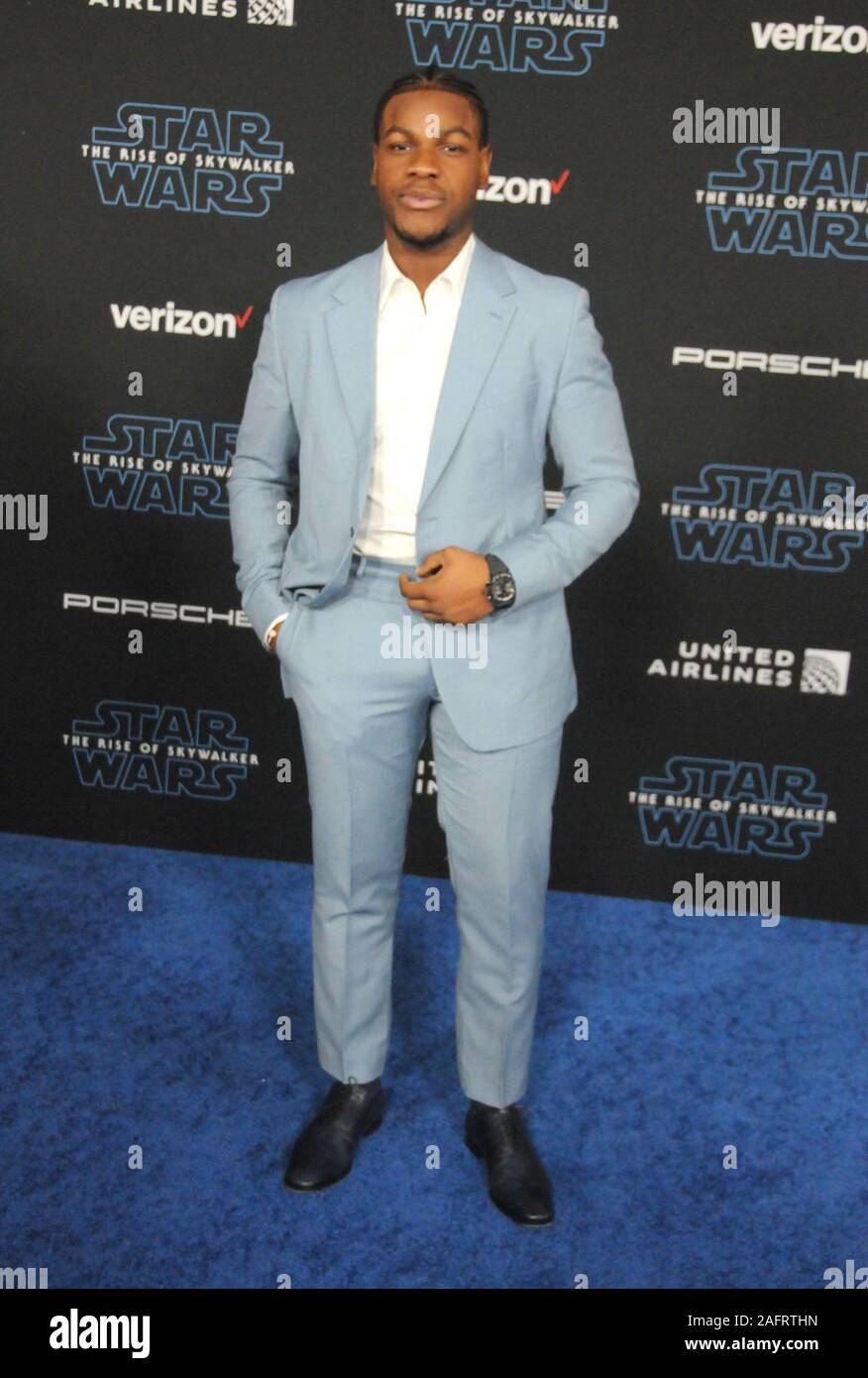 Hollywood, Californie, USA 16 décembre 2019 l'acteur John Boyega assiste à Lucasfilm's première mondiale de 'Star Wars : La montée de Skywalker' le 16 décembre 2019 à Hollywood, Californie, USA. Photo de Barry King/Alamy Live News Banque D'Images